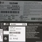 Serial number LG information sticker